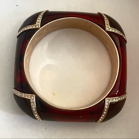 Vintage ABB CO. 18k Gold Red Carnelian & Smokey Quartz 1900s Victorian Bangle - Picture 5 of 14